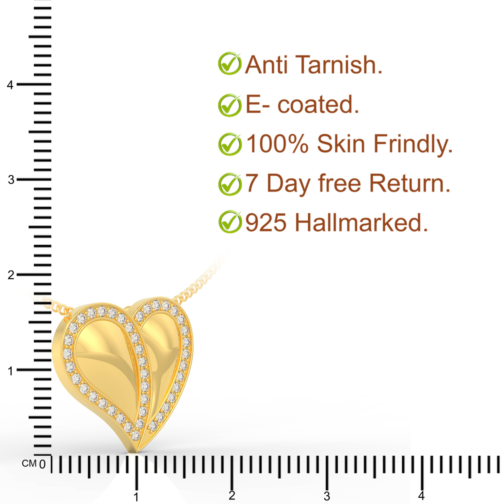 Cute Heart Shaped Pendant With Chain- Hallmarked 925 Sterling Silver